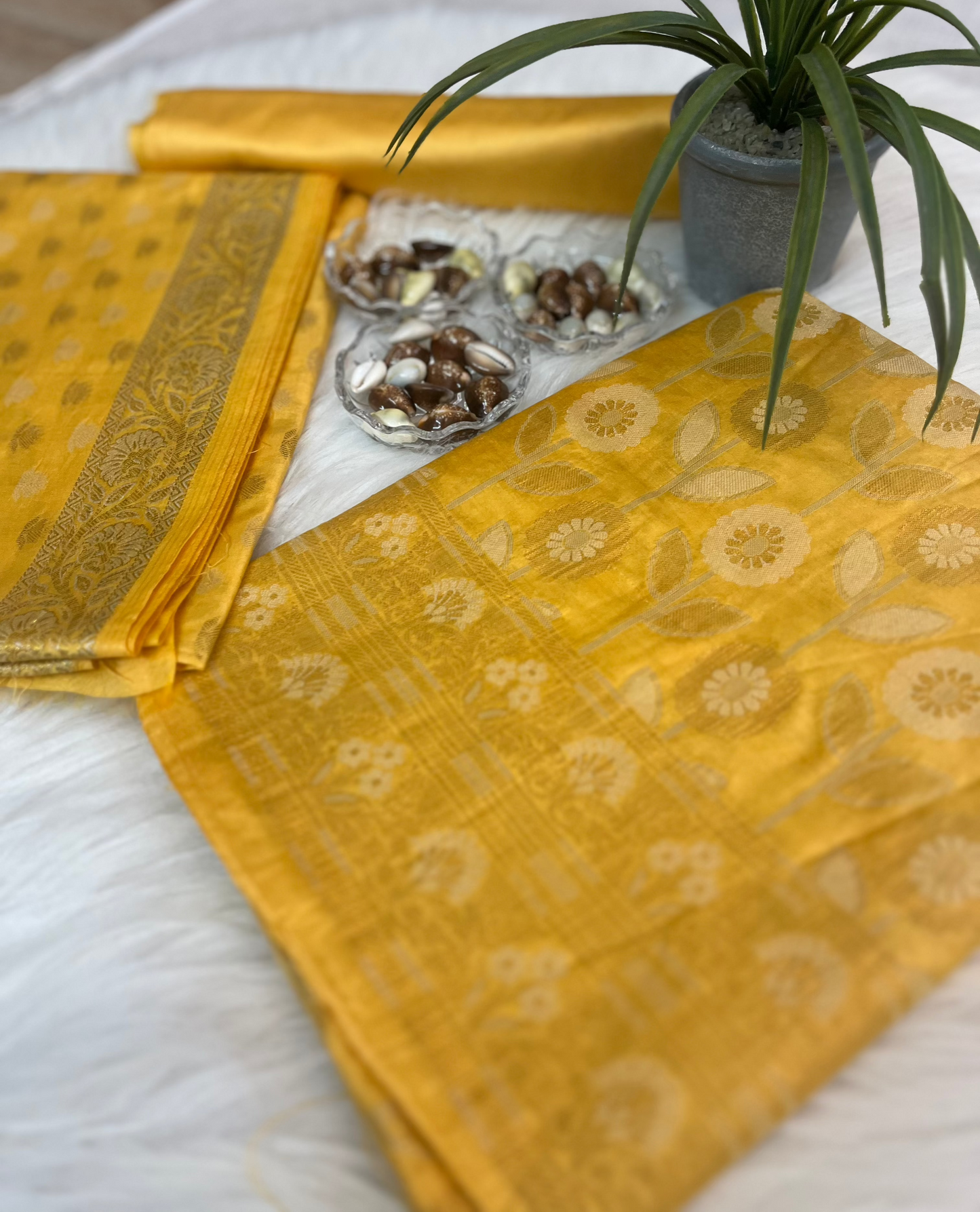 Yellow Banarasi Chiniya Silk Suit Set