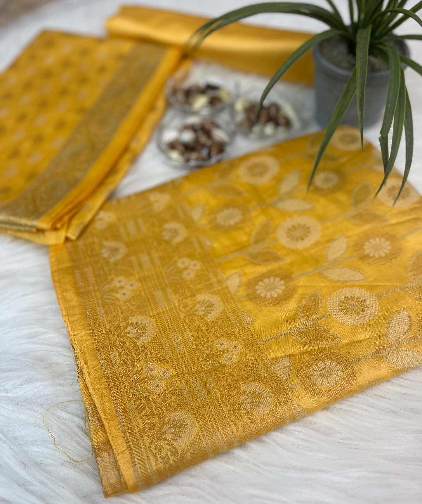 Yellow Banarasi Chiniya Silk Suit Set