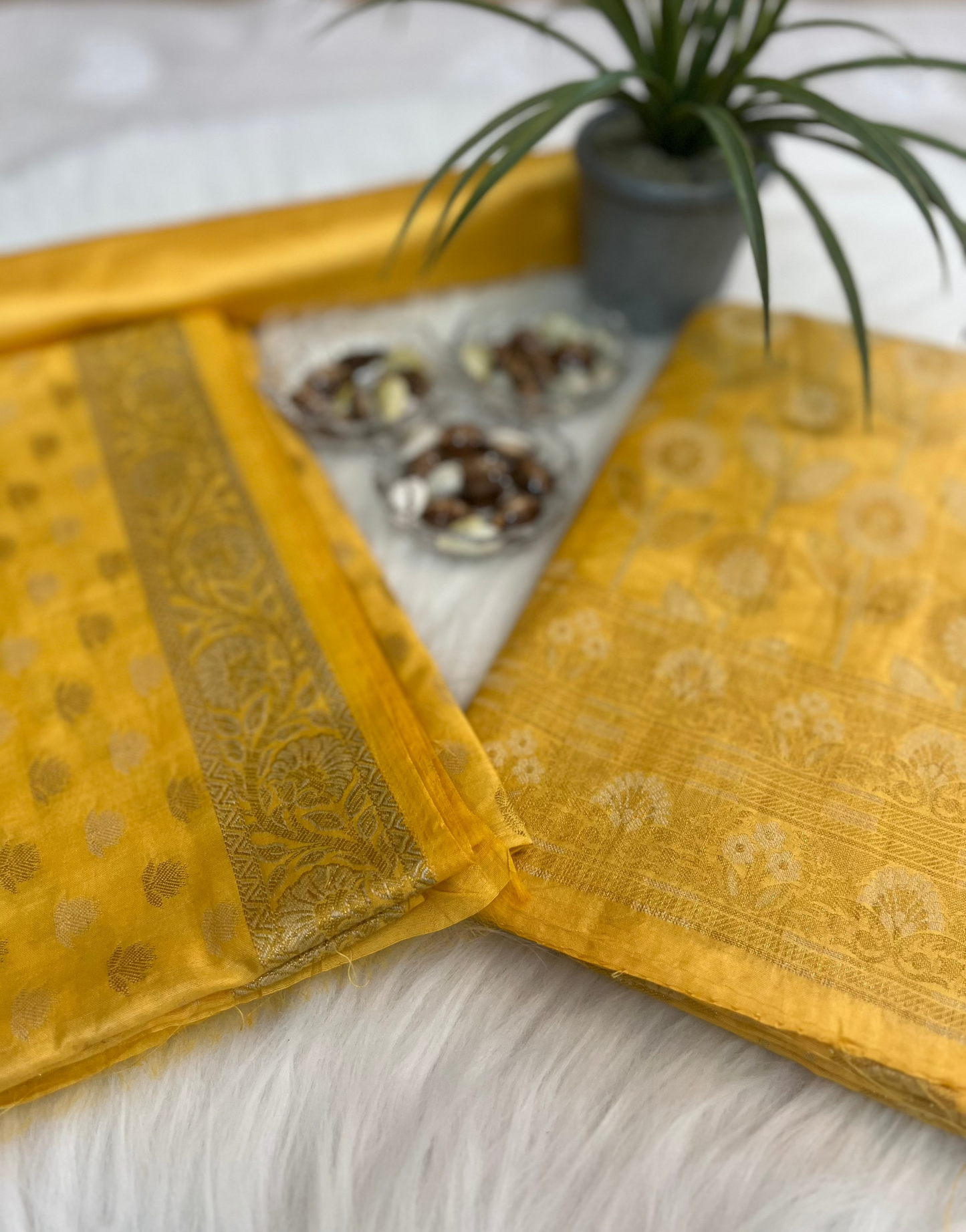 Yellow Banarasi Chiniya Silk Suit Set