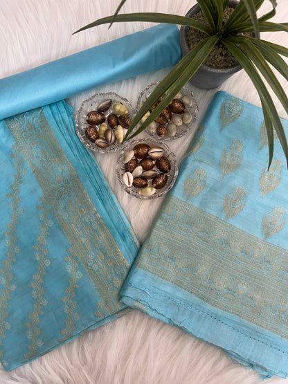 Blue Chiniya Banarasi Silk Suit Set