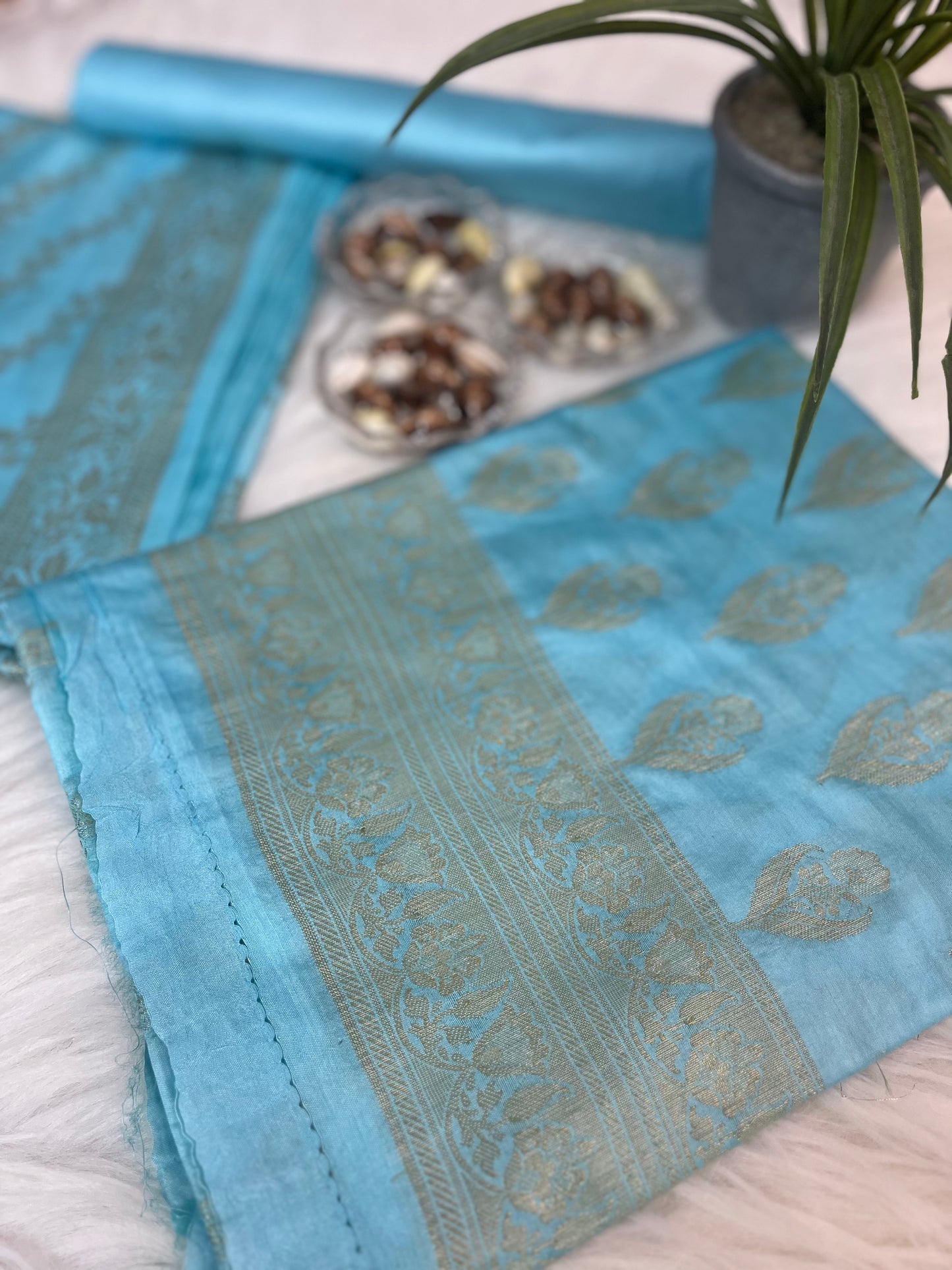 Blue Chiniya Banarasi Silk Suit Set