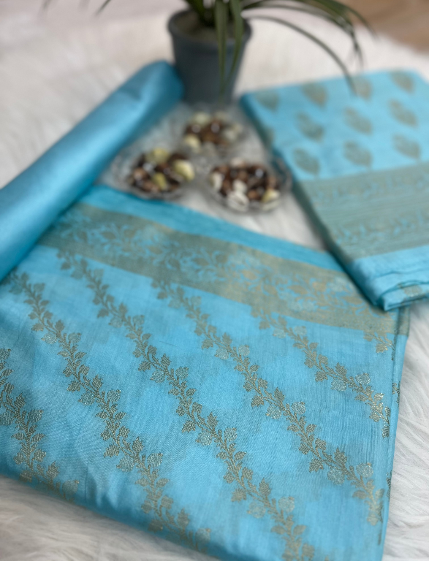 Blue Chiniya Banarasi Silk Suit Set