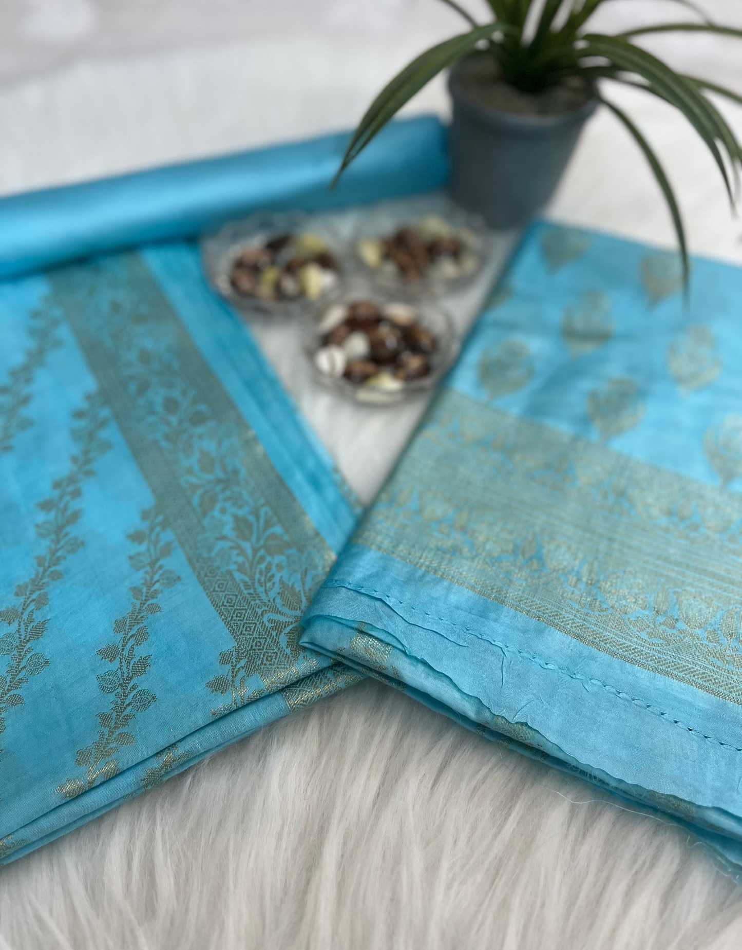 Blue Chiniya Banarasi Silk Suit Set