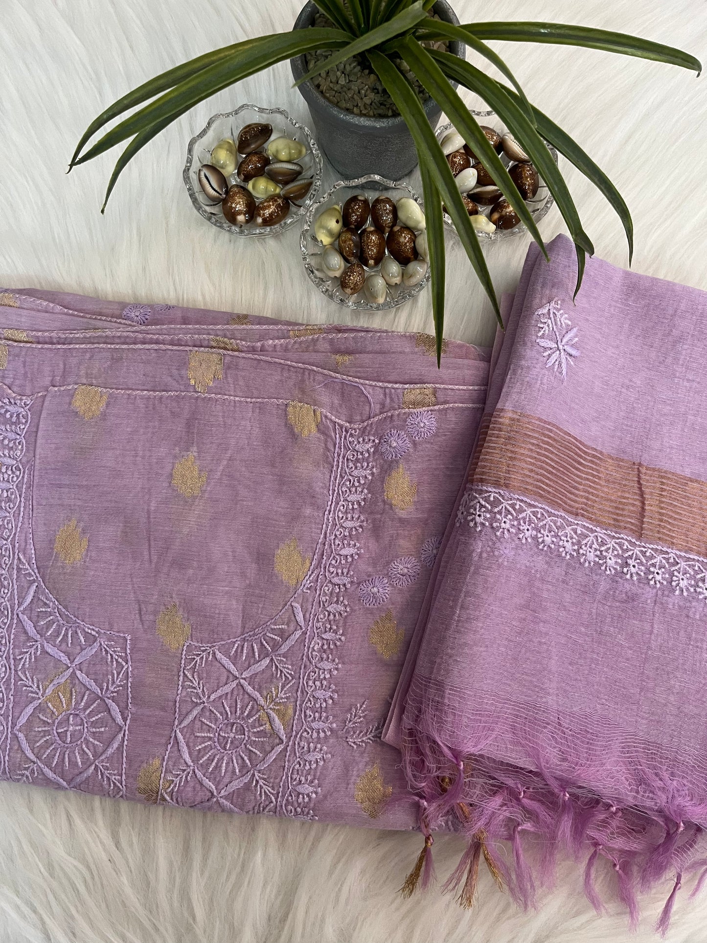 Lavender Banarasi Butta Chikankari Suit Set