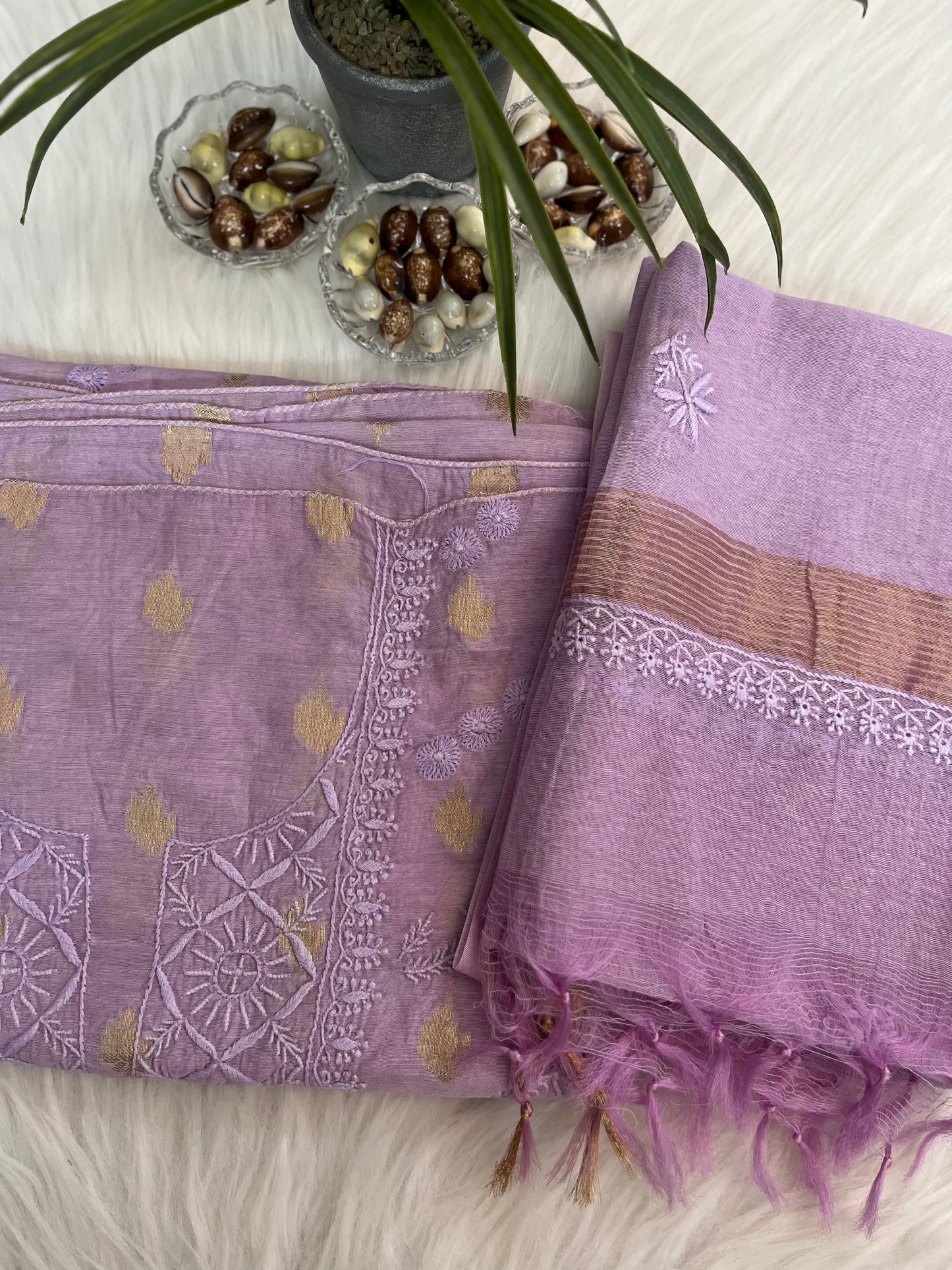 Lavender Banarasi Butta Chikankari Suit Set