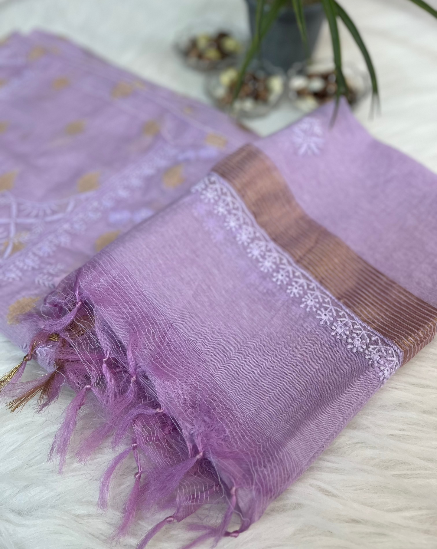 Lavender Banarasi Butta Chikankari Suit Set