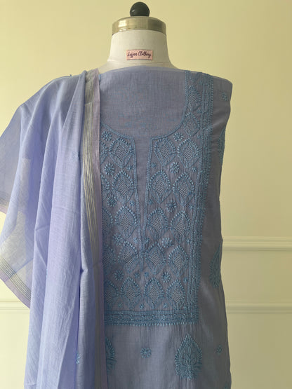 Lavender Chikankari Suit Set | Mul Chanderi Fabric