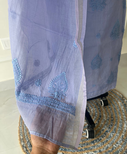 Lavender Chikankari Suit Set | Mul Chanderi Fabric