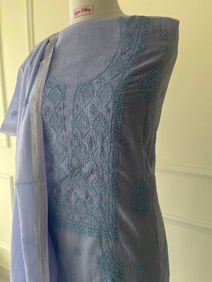 Lavender Chikankari Suit Set | Mul Chanderi Fabric