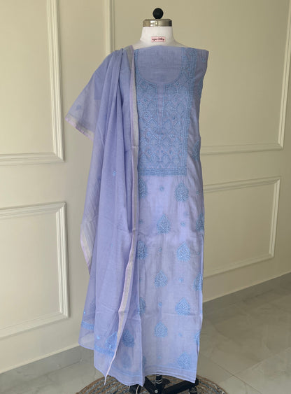 Lavender Chikankari Suit Set | Mul Chanderi Fabric