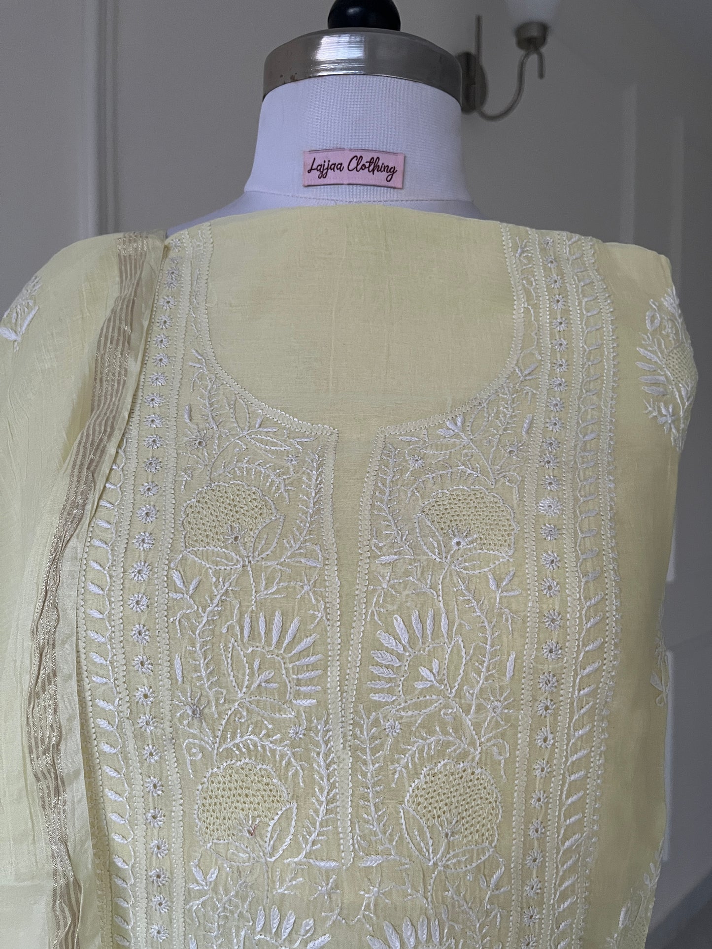 Butter Yellow Chikankari Suit Set | Mul Chanderi Fabric