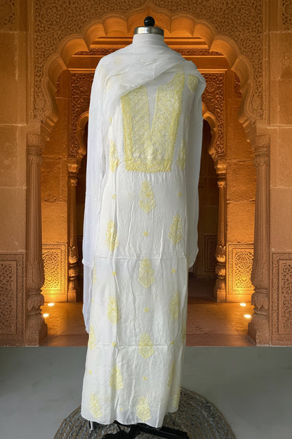 White Chikankari Suit Set | Muslin Fabric