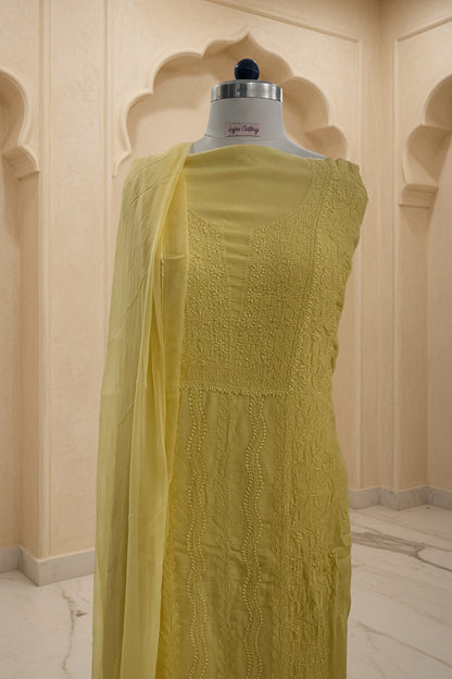 Yellow Chikankari Suit Set | Muslin Fabric