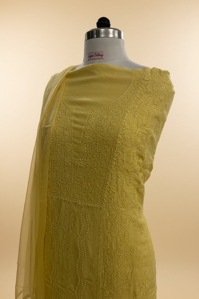Yellow Chikankari Suit Set | Muslin Fabric