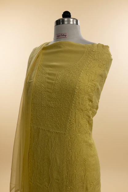 Yellow Chikankari Suit Set | Muslin Fabric
