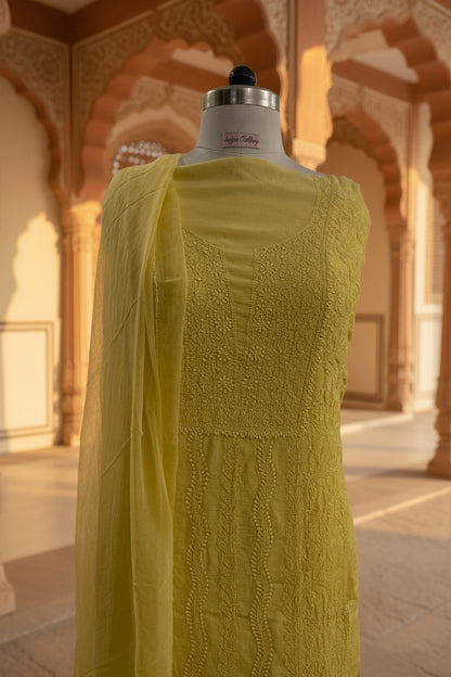 Yellow Chikankari Suit Set | Muslin Fabric