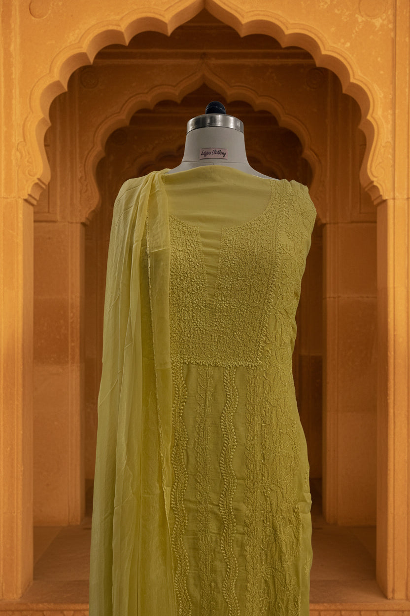 Yellow Chikankari Suit Set | Muslin Fabric