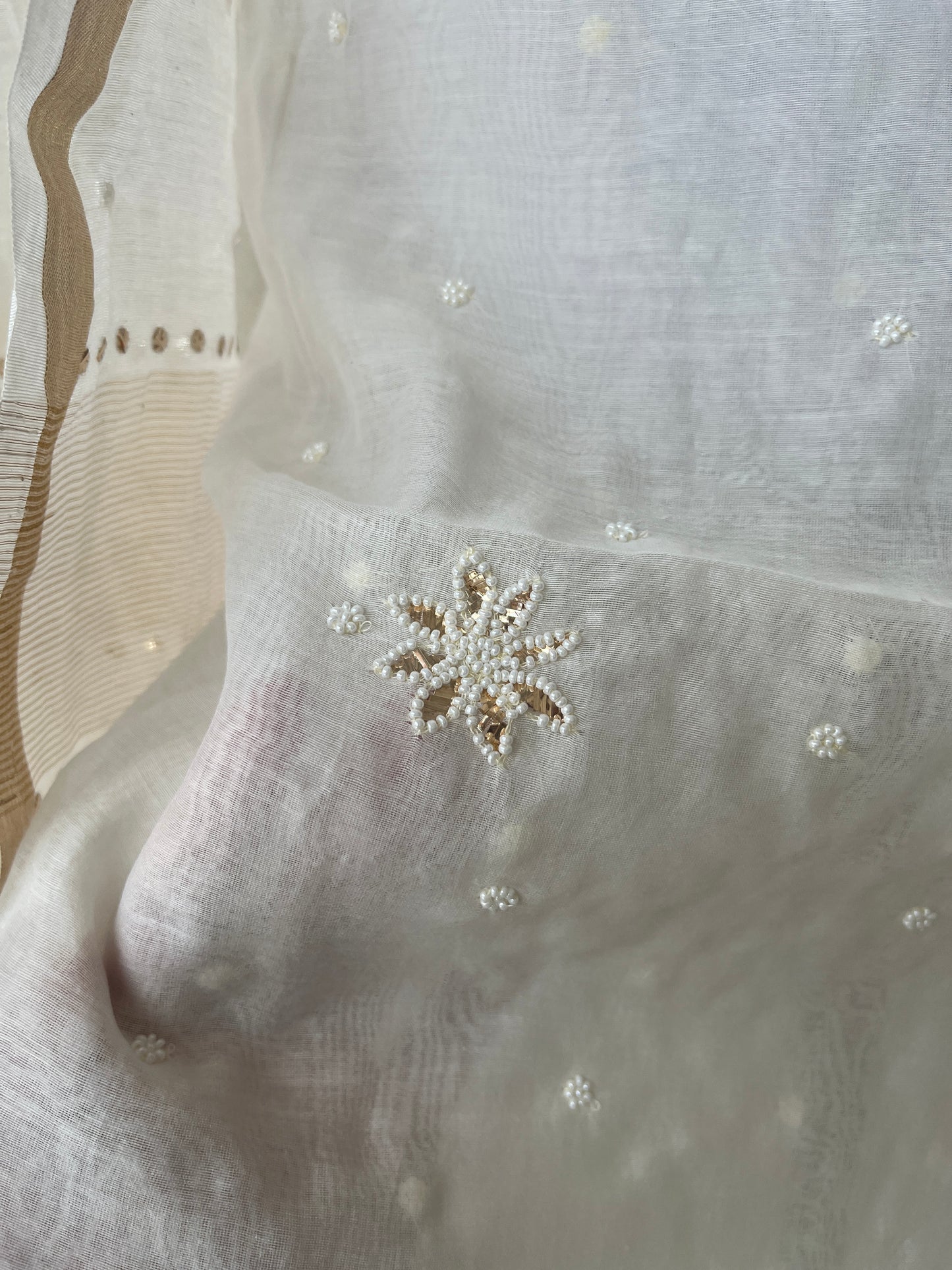 White Badla Chikankari Suit | Mul Chanderi Fabric