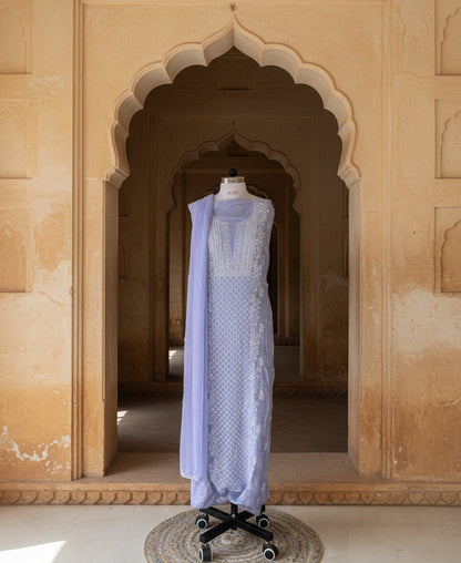 Lavender Chikankari Suit Set | Muslin Fabric