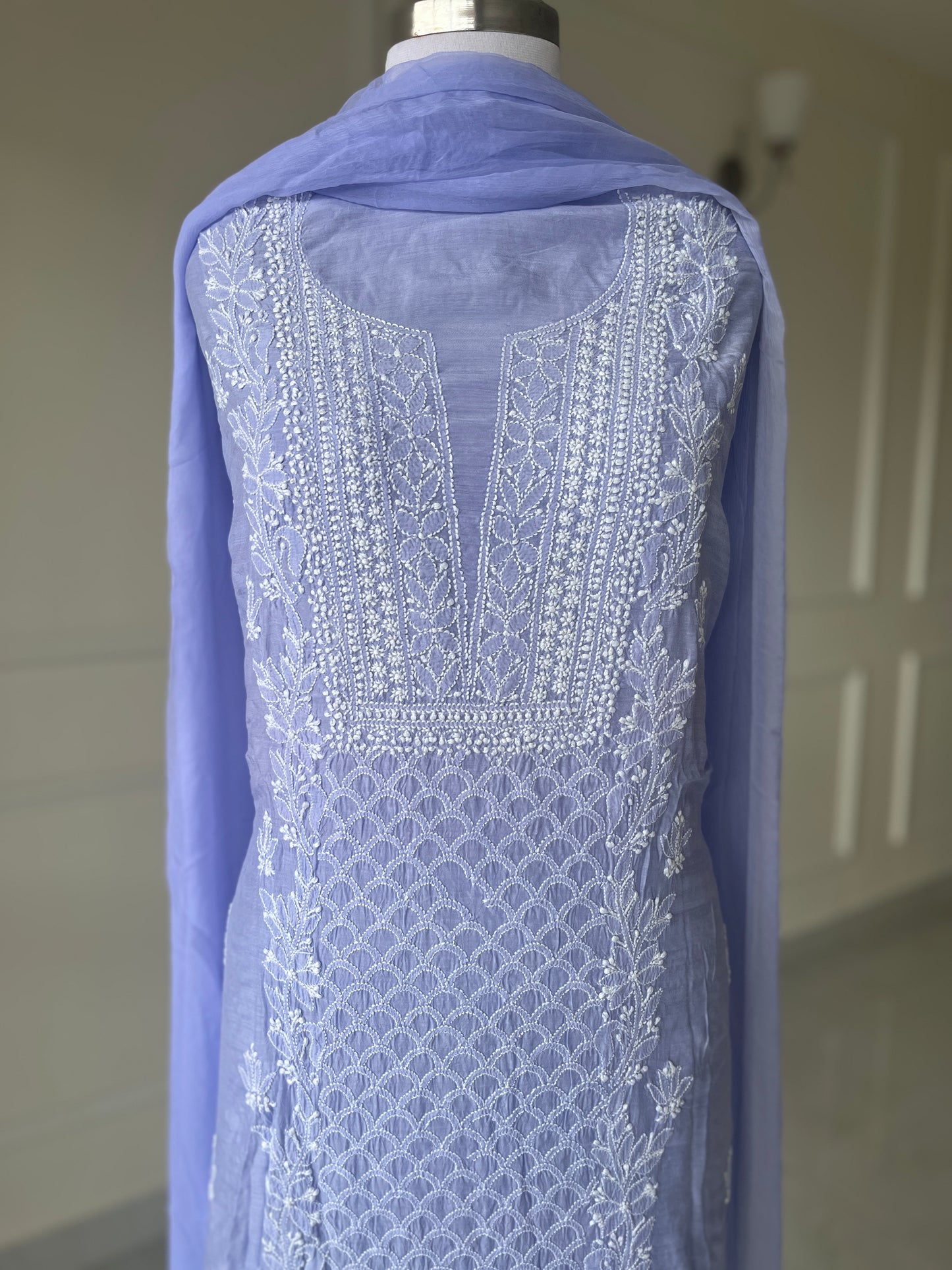 Lavender Chikankari Suit Set | Muslin Fabric