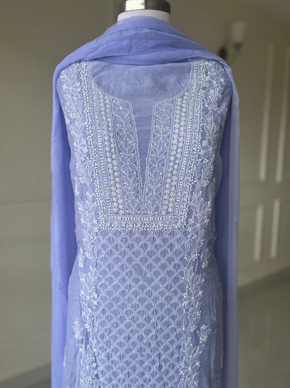 Lavender Chikankari Suit Set | Muslin Fabric