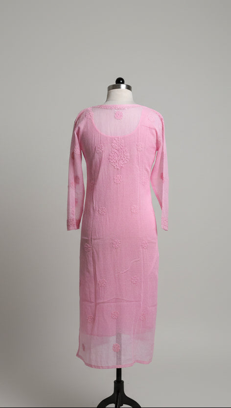 Pink Kota Doriya Chikankari Kurta