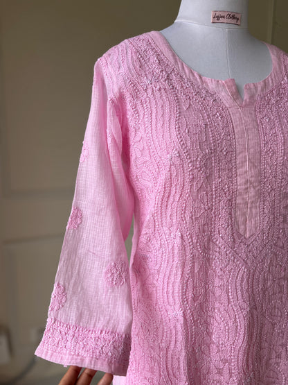 Pink Kota Doriya Chikankari Kurta
