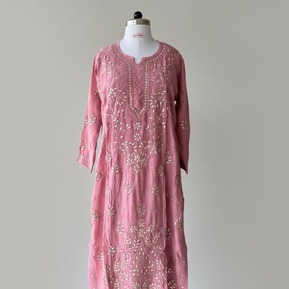 Onion Pink Gottapatti Chikankari Kurta Pant Set