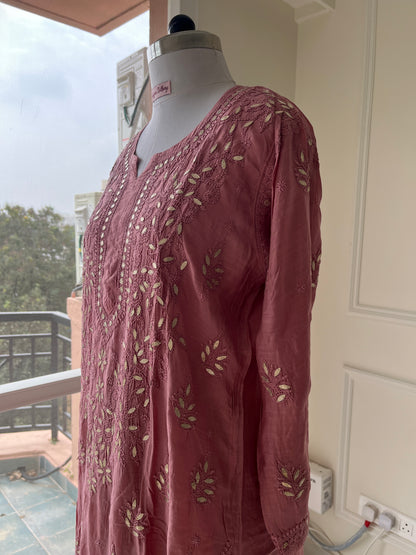 Onion Pink Gottapatti Chikankari Kurta Pant Set