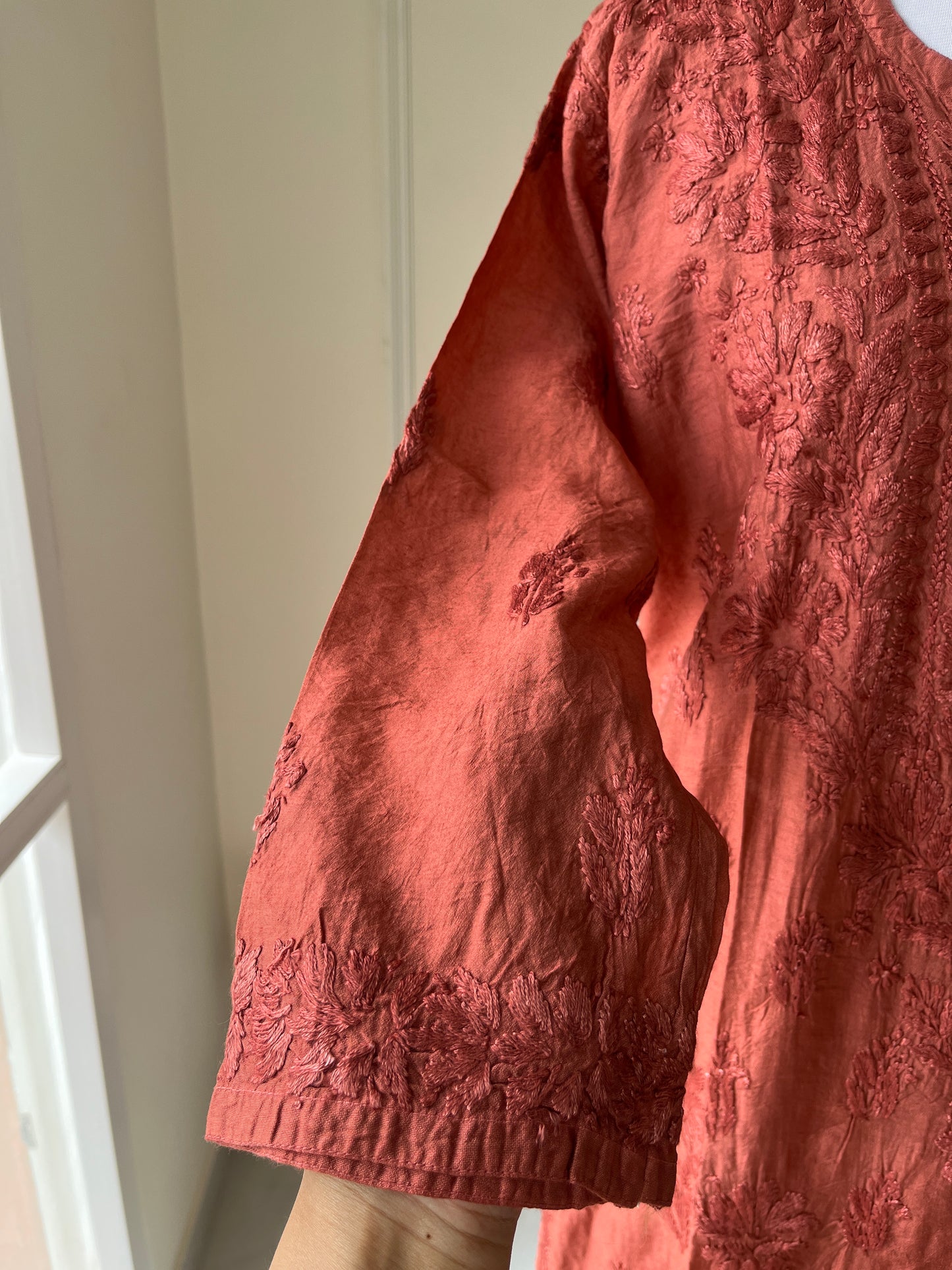 Brown Chikankari Chanderi Kurta Pant