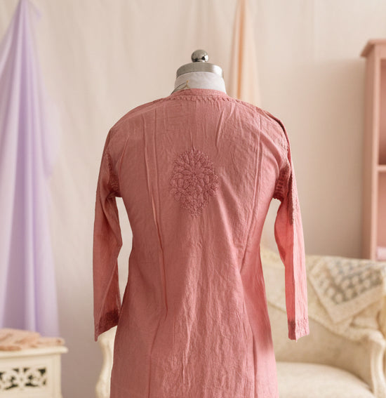 Powder Pink Chikankari Chanderi Kurta Pant