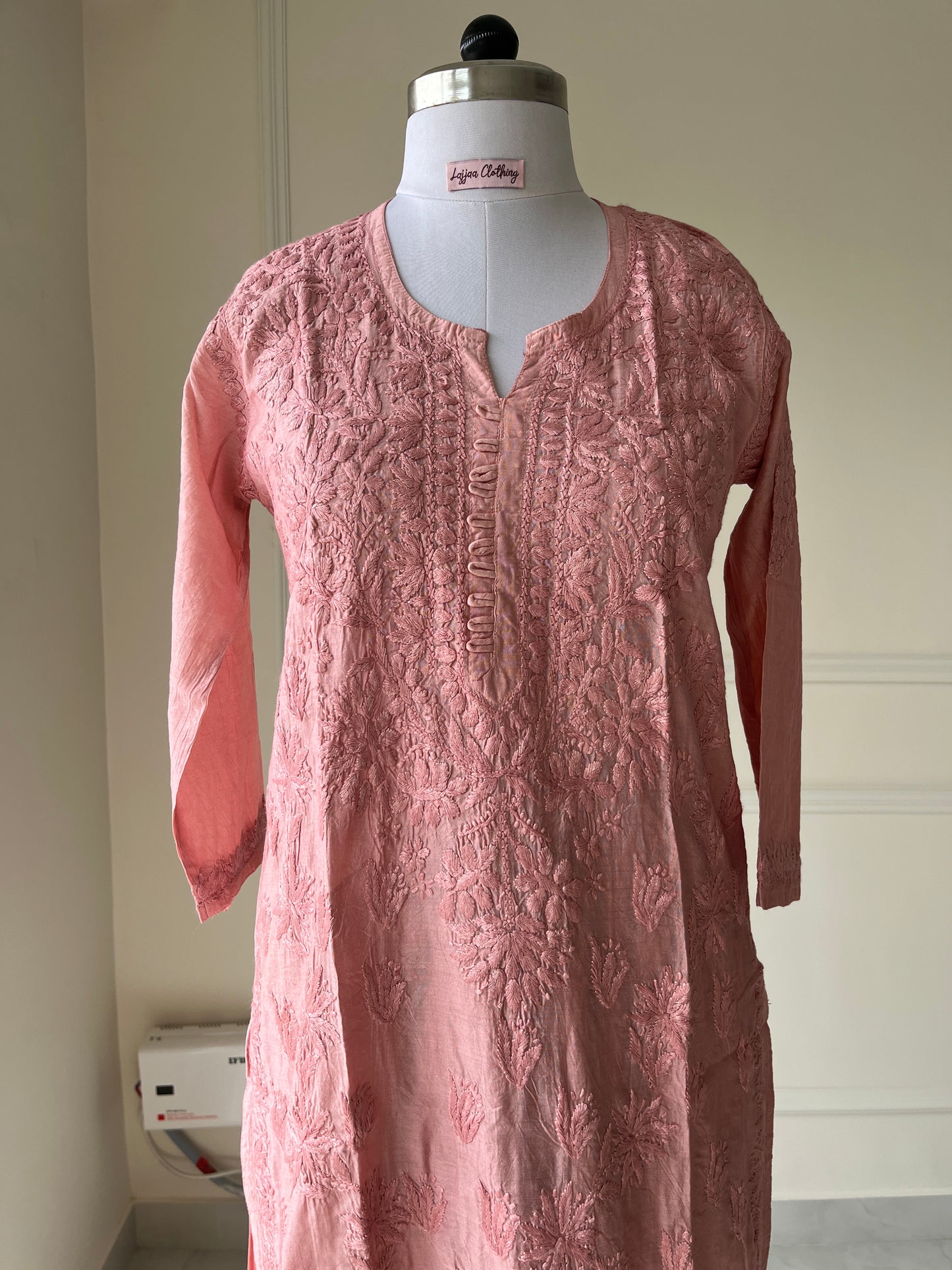 Powder Pink Chikankari Chanderi Kurta Pant