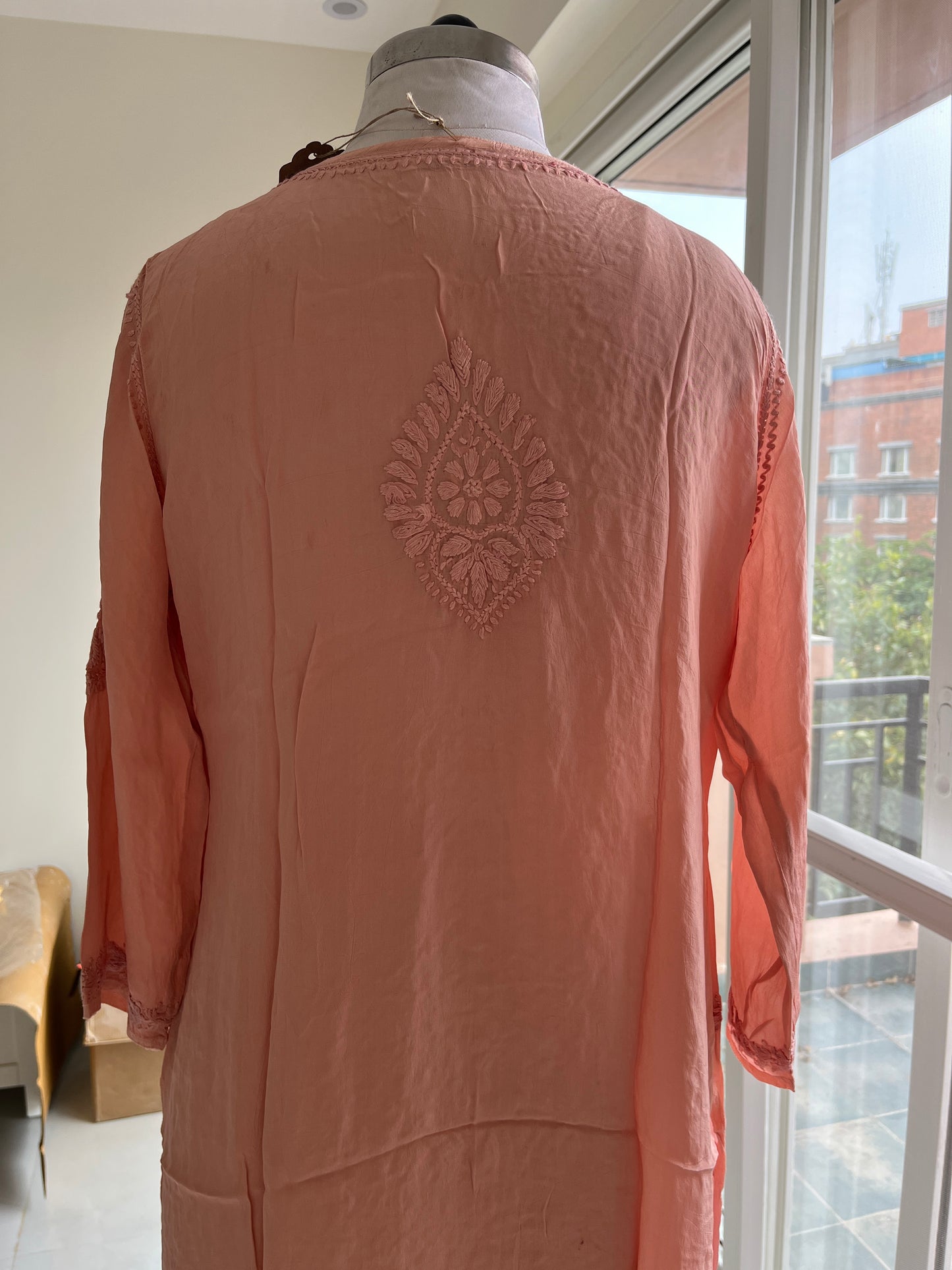 Powder Pink Crepe Chikankari Kurta Pant
