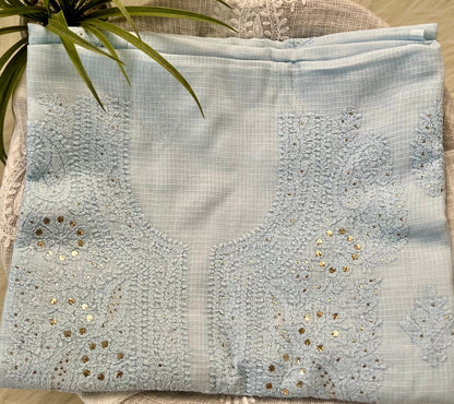 Blue Kota Mukaish Chikankari Suit Set