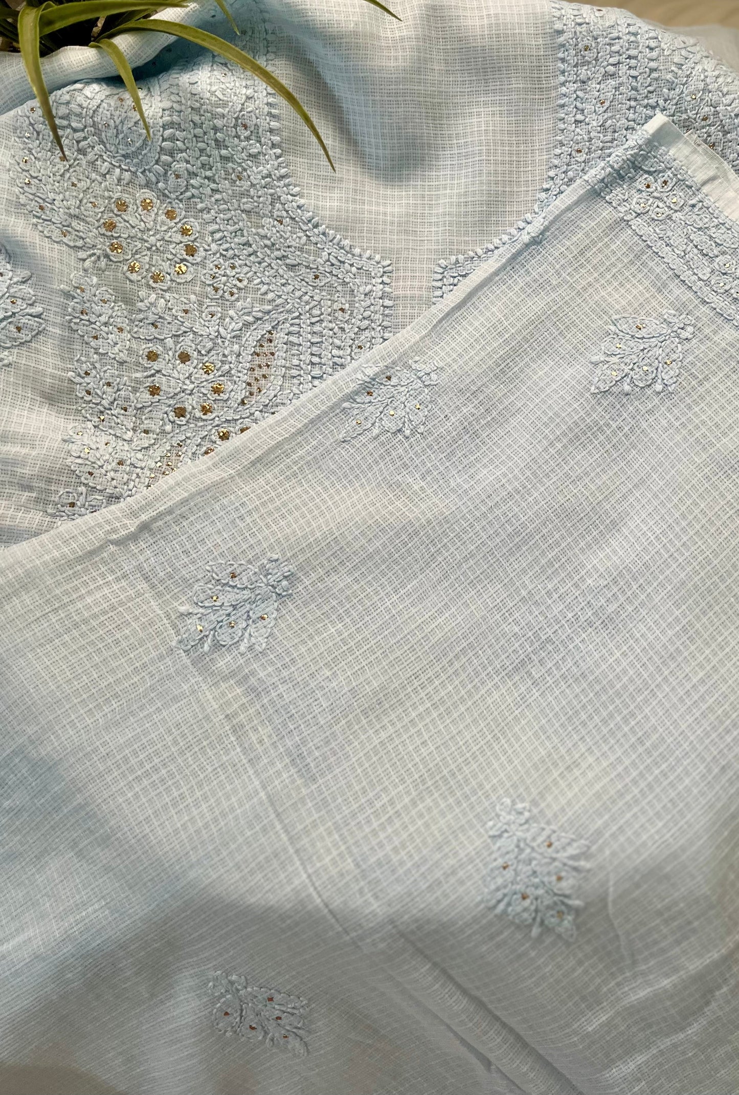 Blue Kota Mukaish Chikankari Suit Set