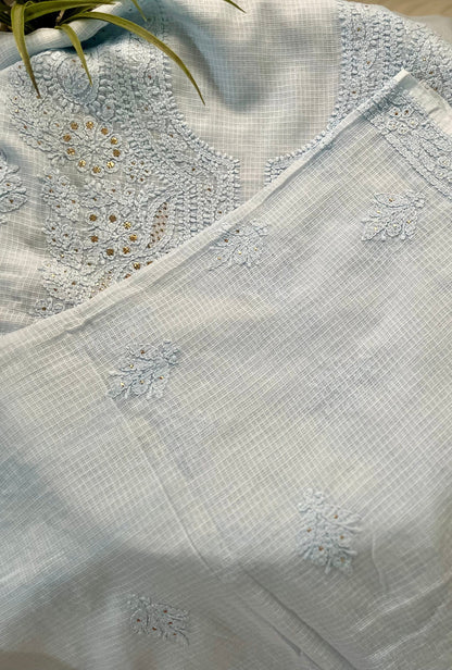 Blue Kota Mukaish Chikankari Suit Set