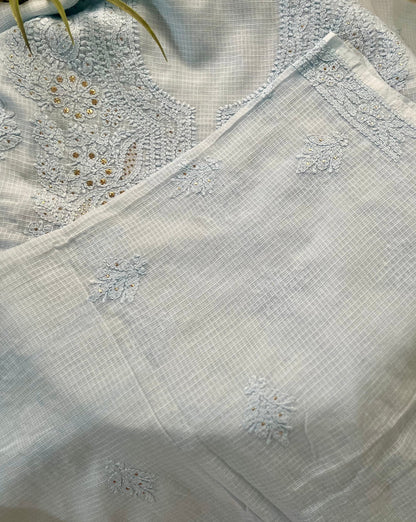 Blue Kota Mukaish Chikankari Suit Set